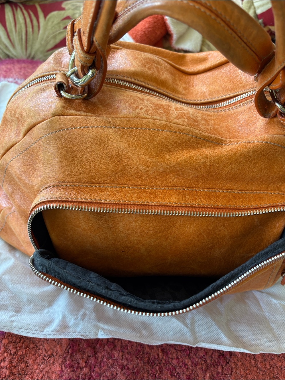 Vintage Furla Orange Leather Satchel Bag - Picture 5 of 8